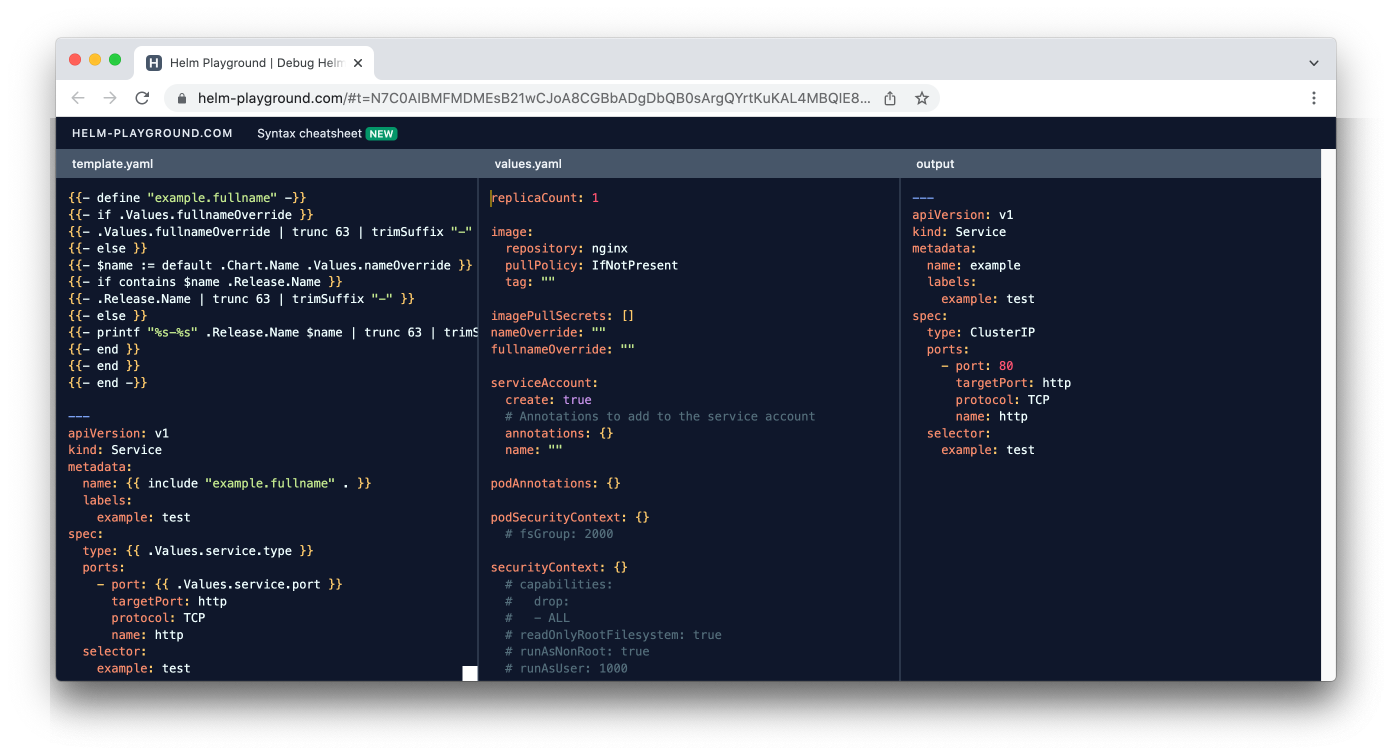 Screenshot of Helm Playground – Click to open