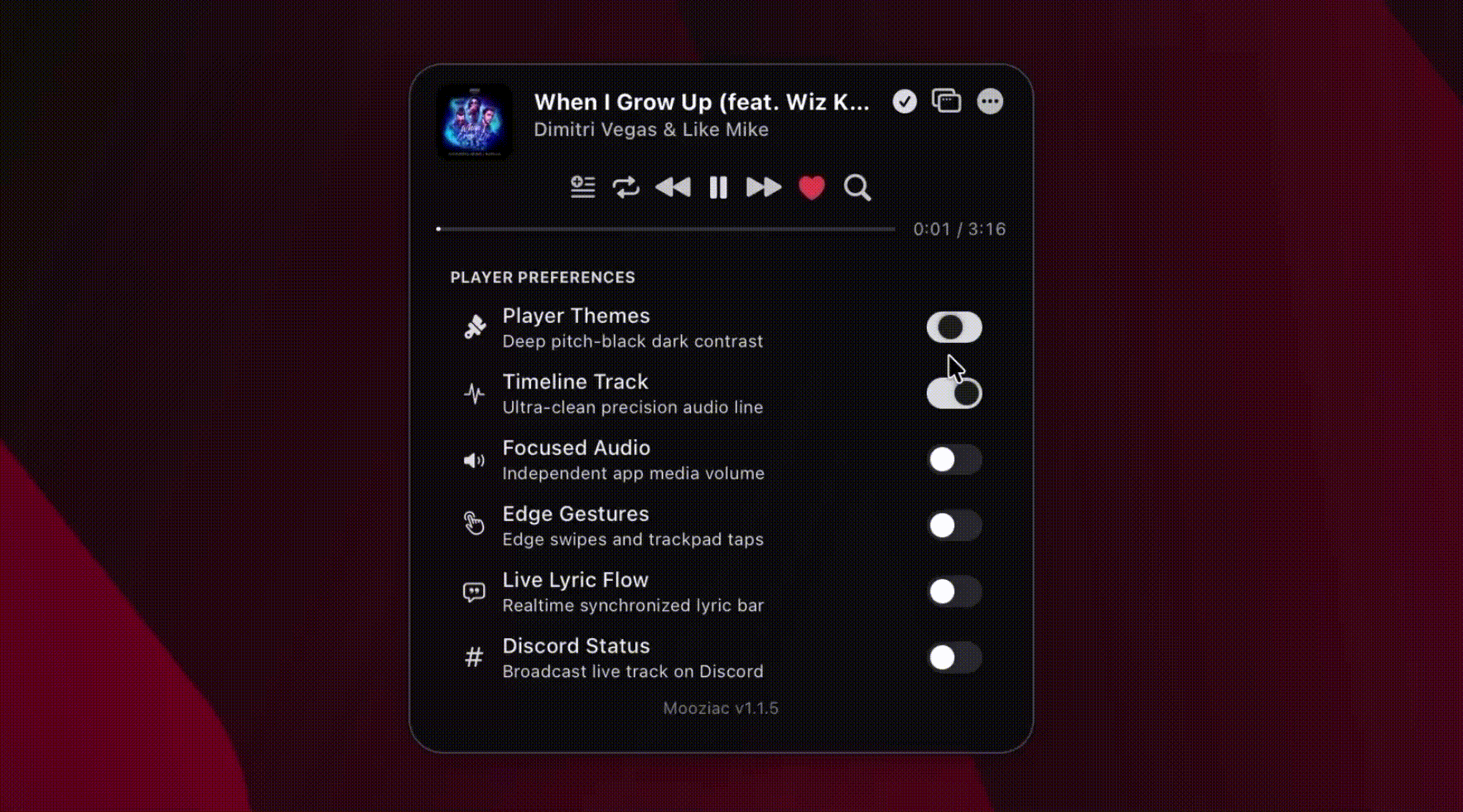 Mooziac macOS Interface & Preferences