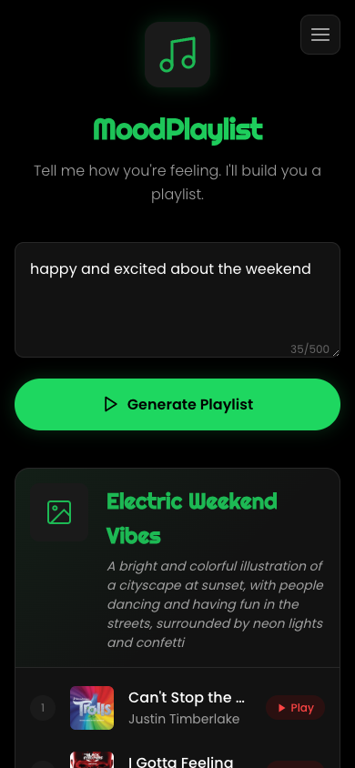 MoodPlaylist screenshot