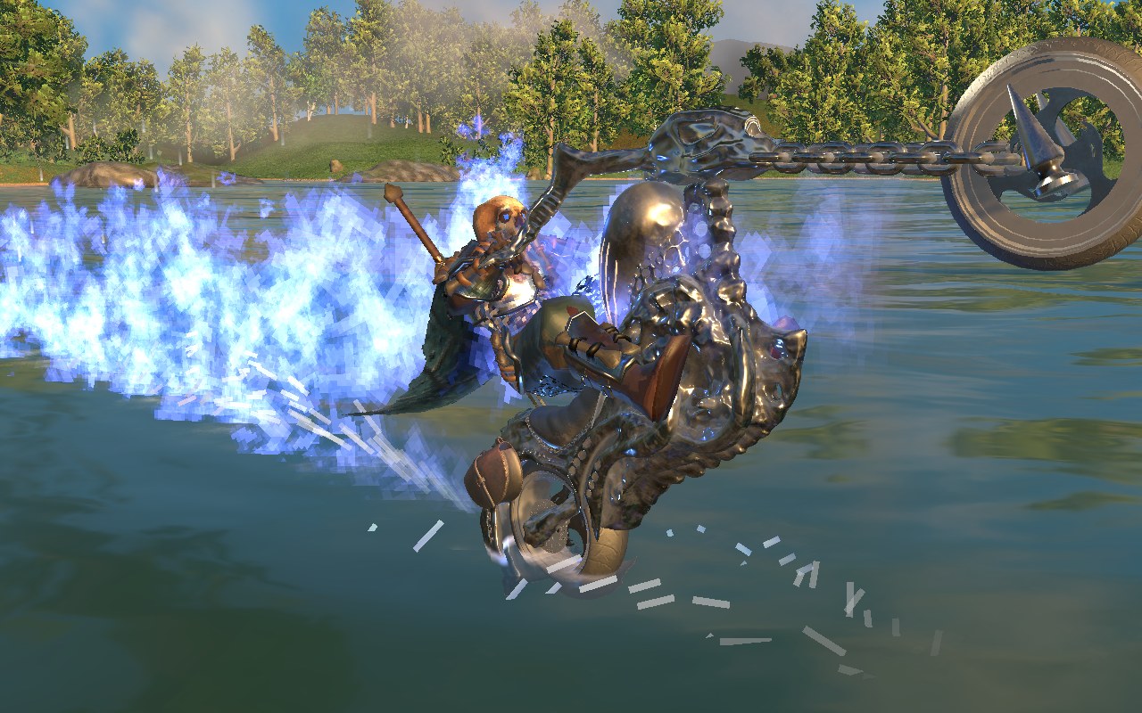 Wraith Cycle wheelie on the sea