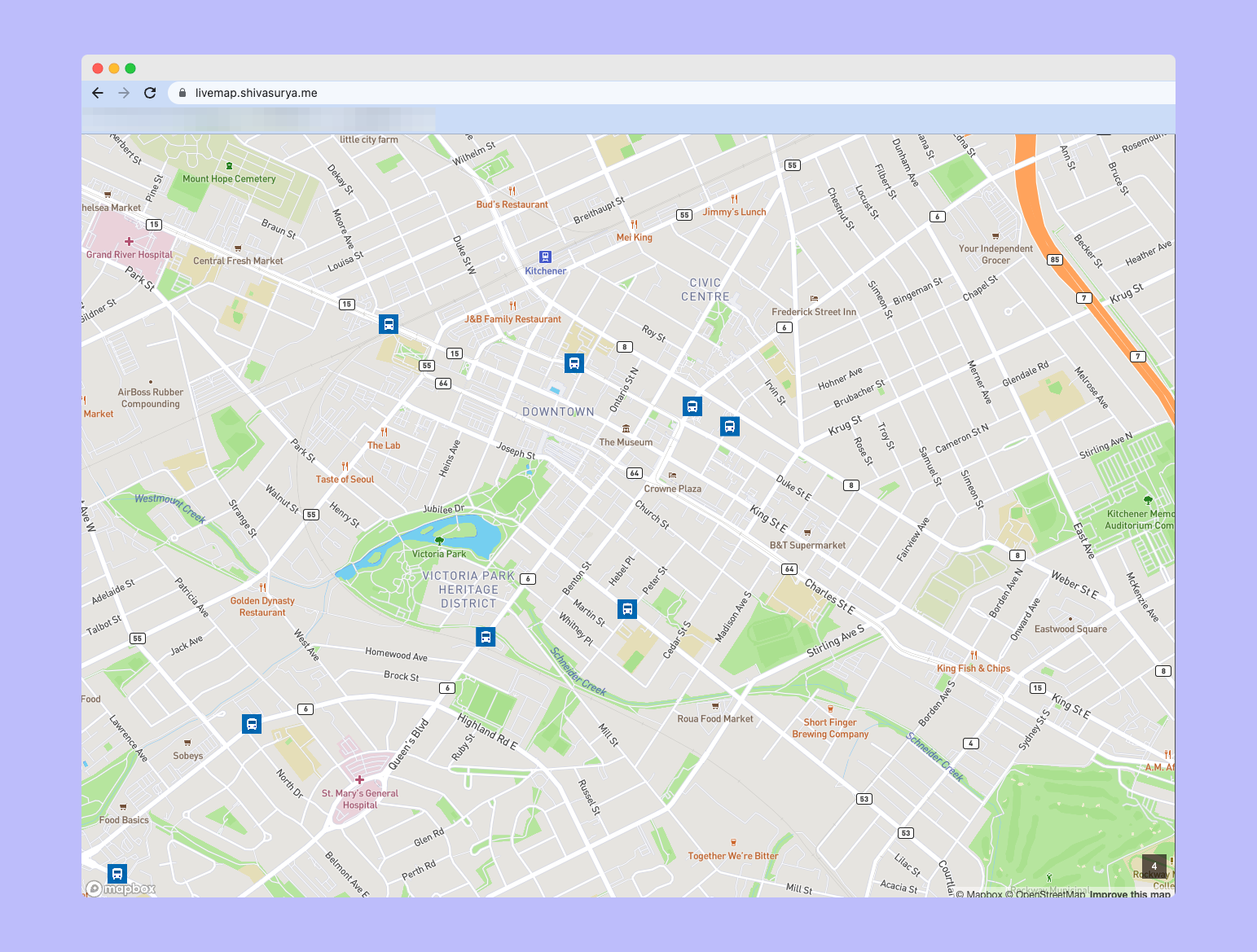 Screenshot of LiveMap Application