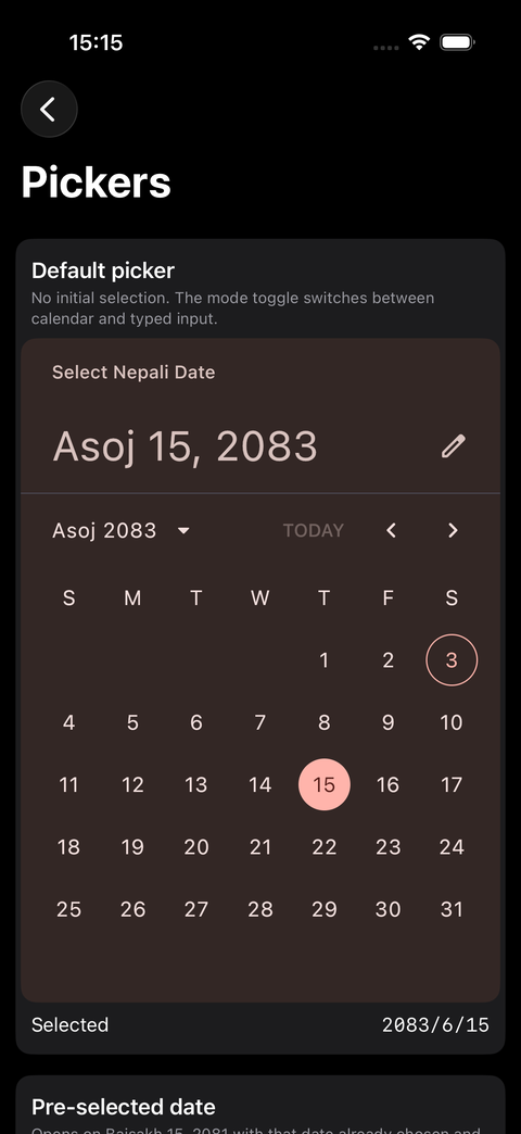 The picker in dark mode in a SwiftUI app