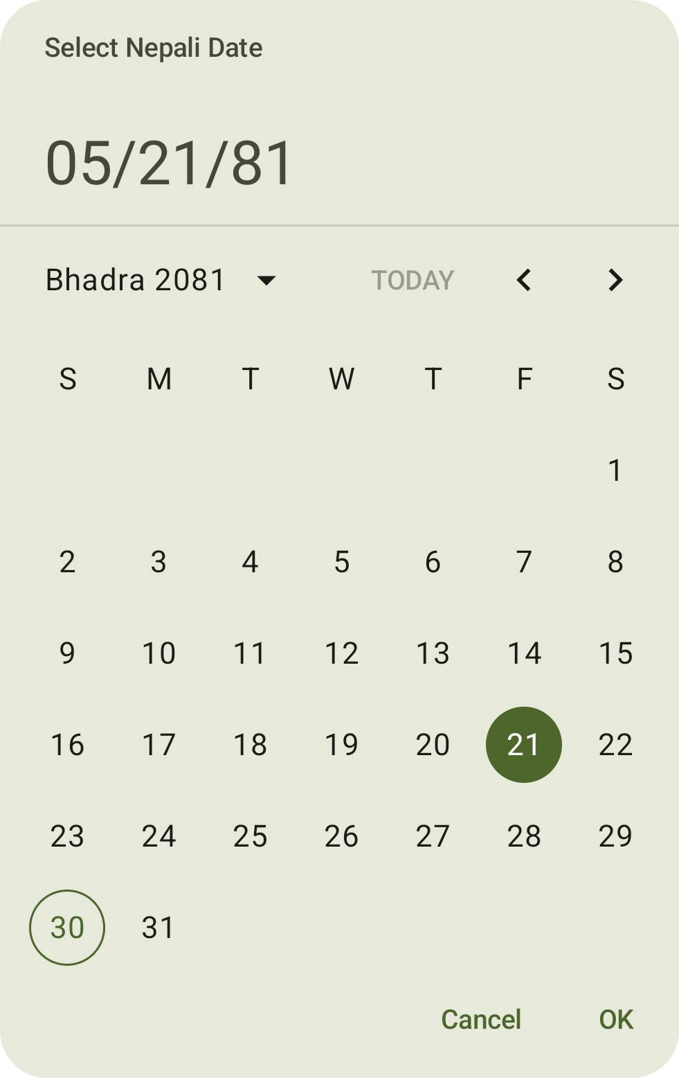 Screenshots of Nepali Date Picker