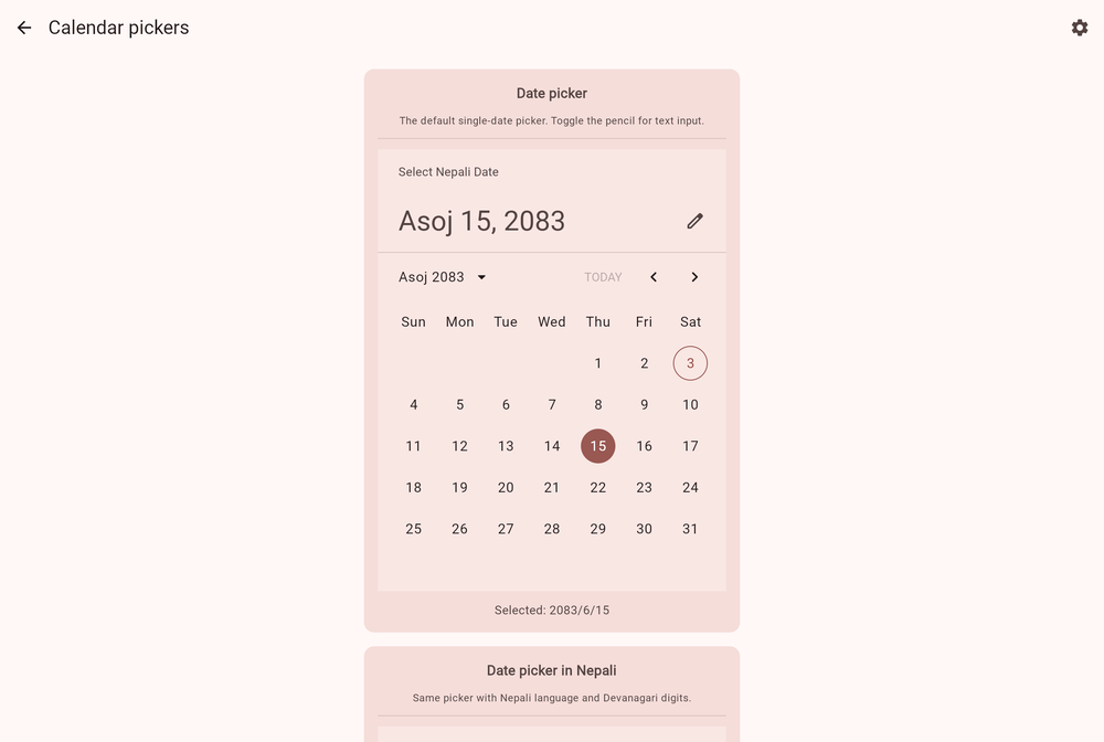 The picker running as Compose for Web