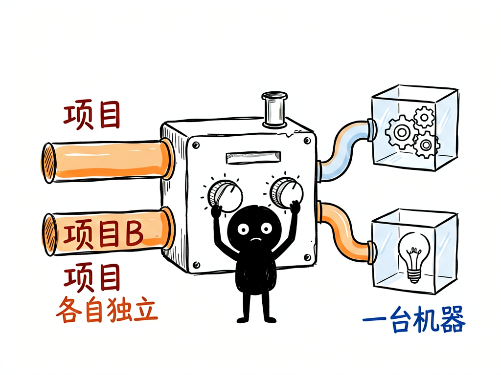 一台机器同时驱动多个智能体,每个项目独立运行