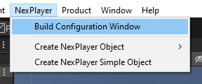 Build Configuration Window