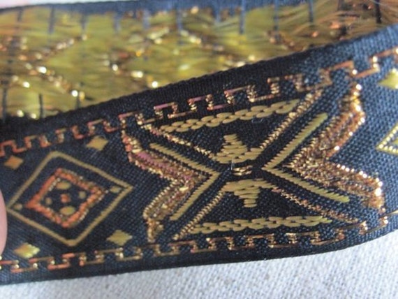 Wholesale jacquard ribbon with intricate geometric gold pattern - Smith Ribbon