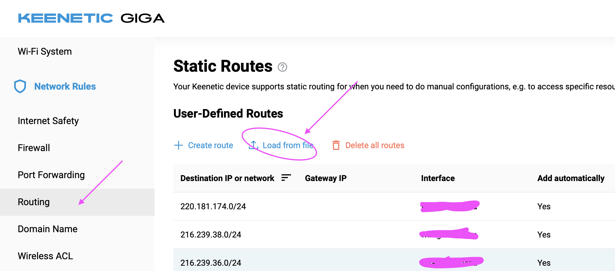 static routes