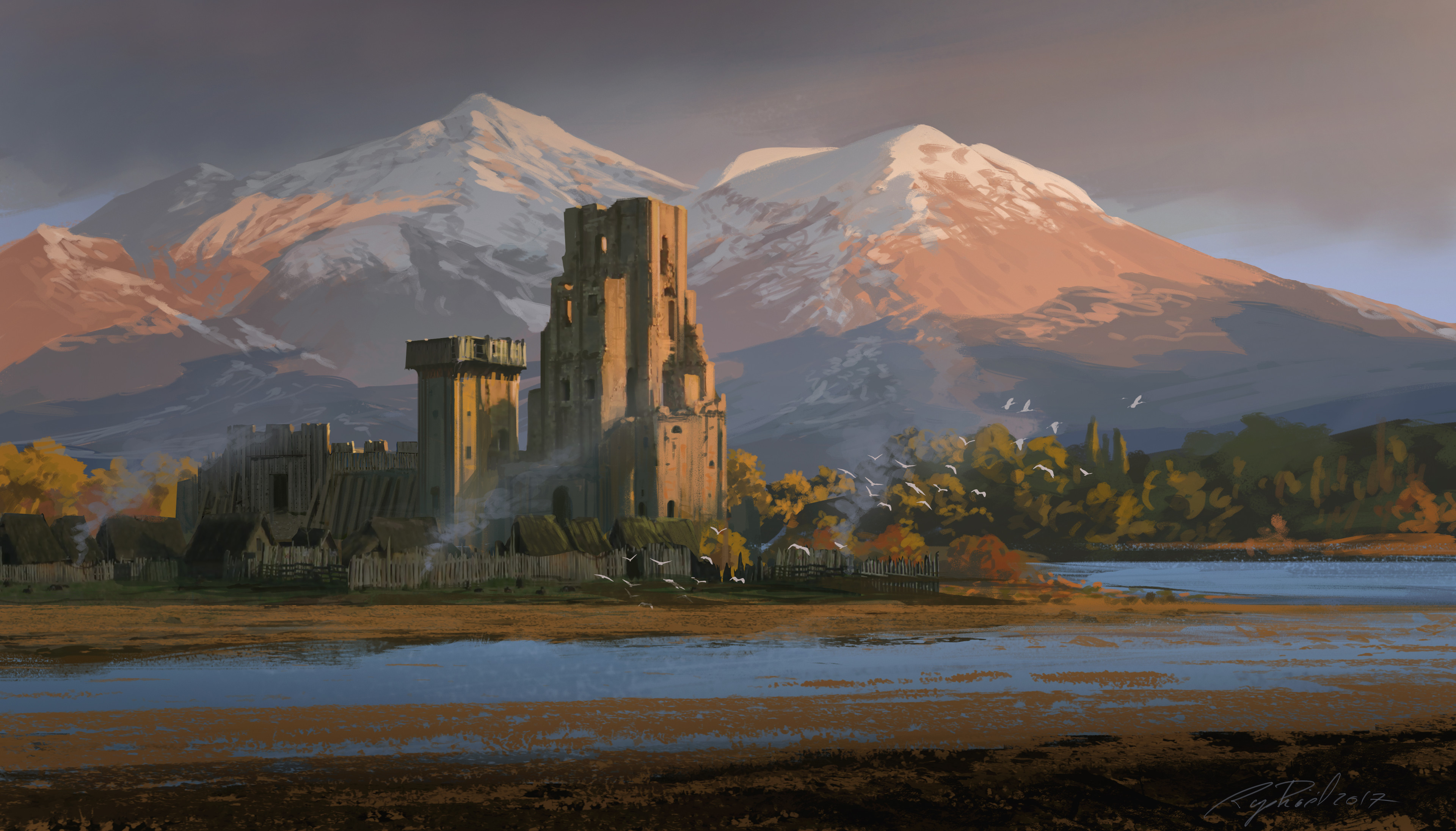 Castle in Front of a Mountain