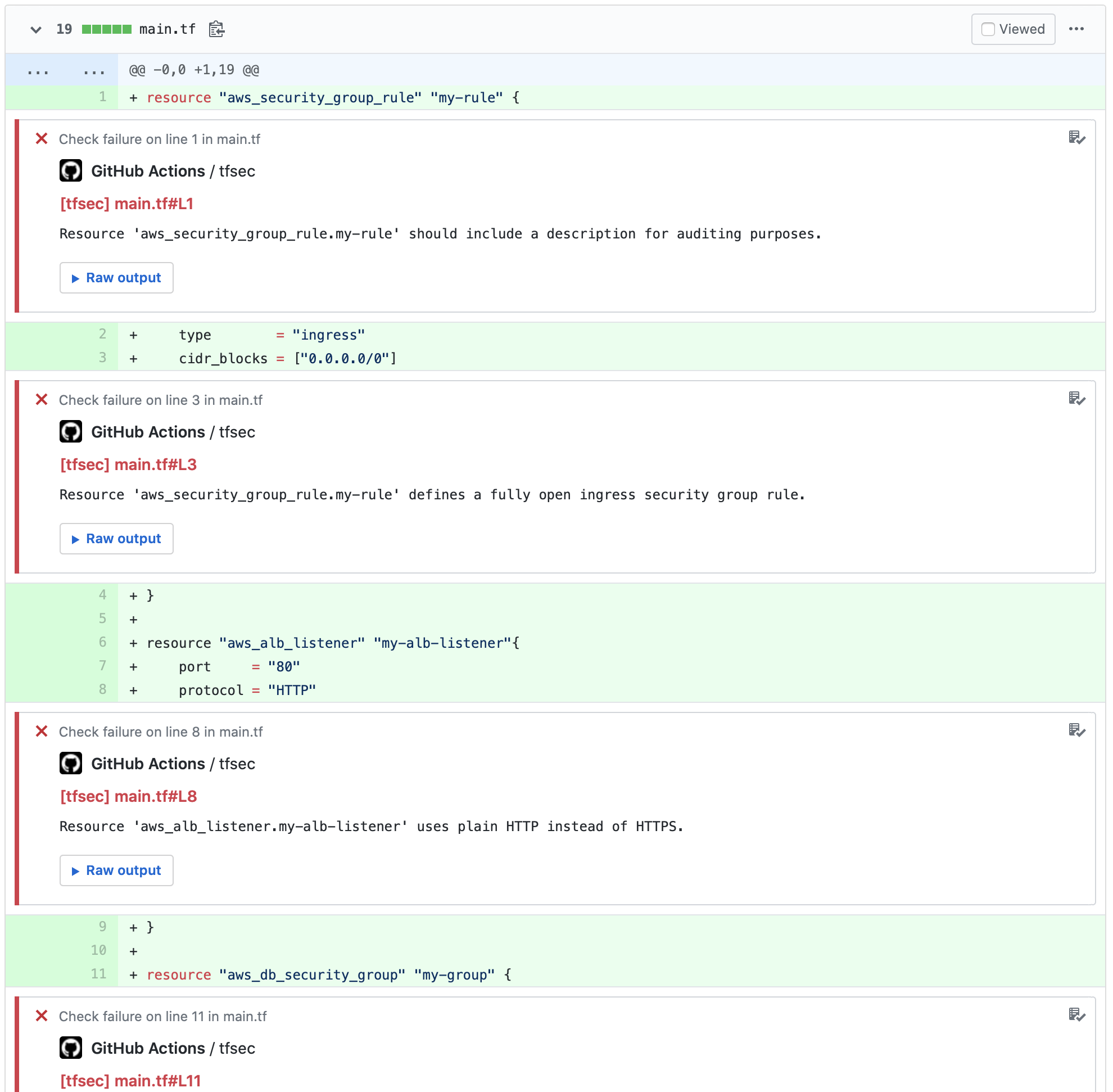 Example comment made by the action, with github-pr-check