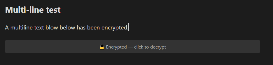 The same note in reading view. Where the encrypted block was, a single wide pill reads "Encrypted — click to decrypt".
