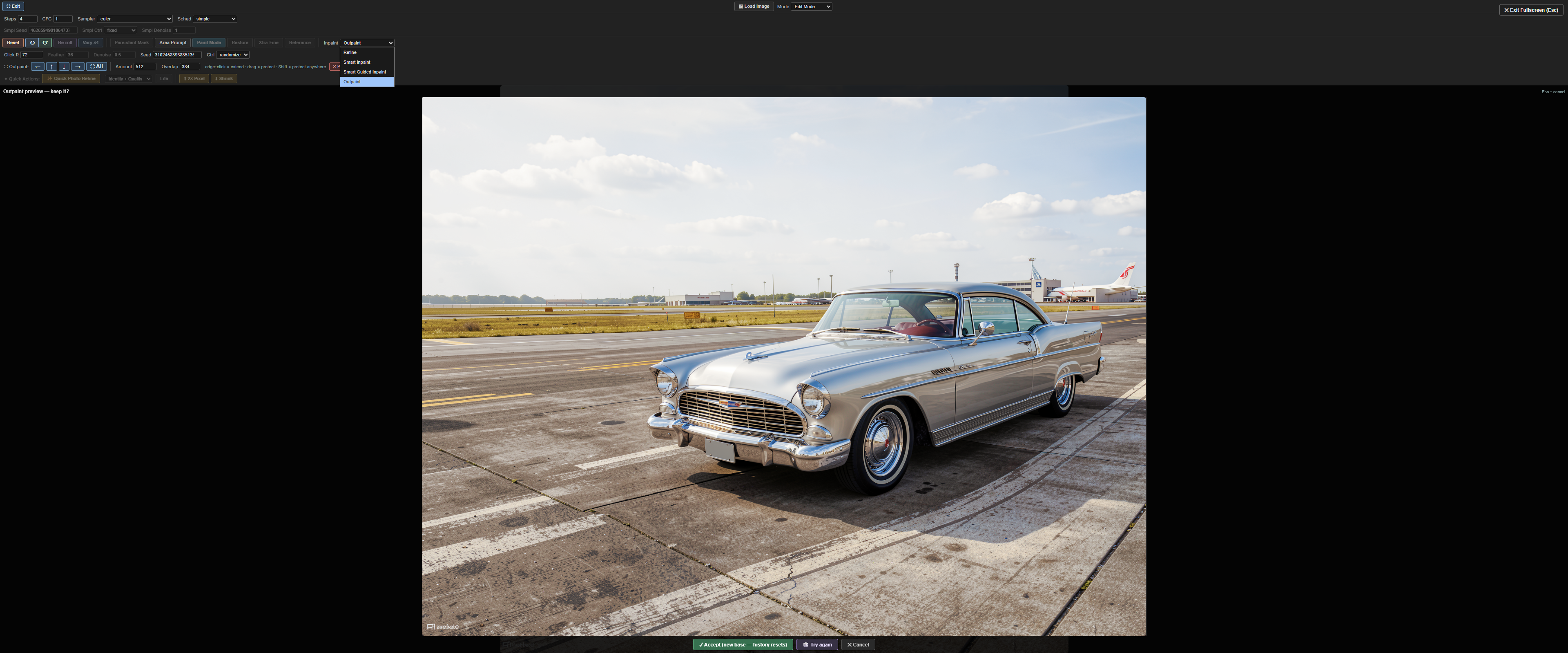 Angelo in fullscreen — the full editor on a big canvas