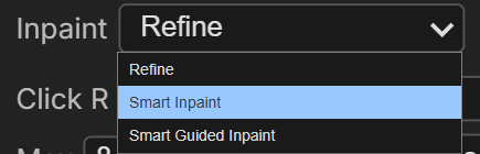 Inpaint mode dropdown