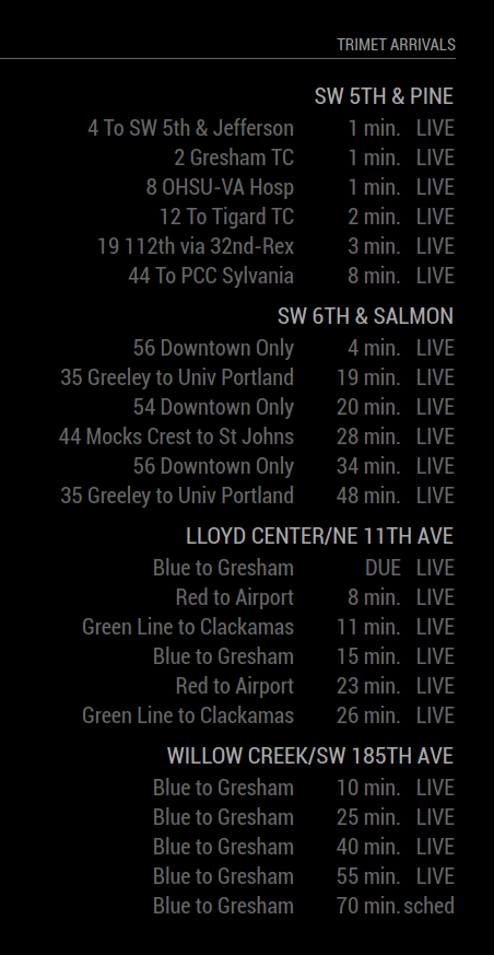 MMM-Trimet Screenshot