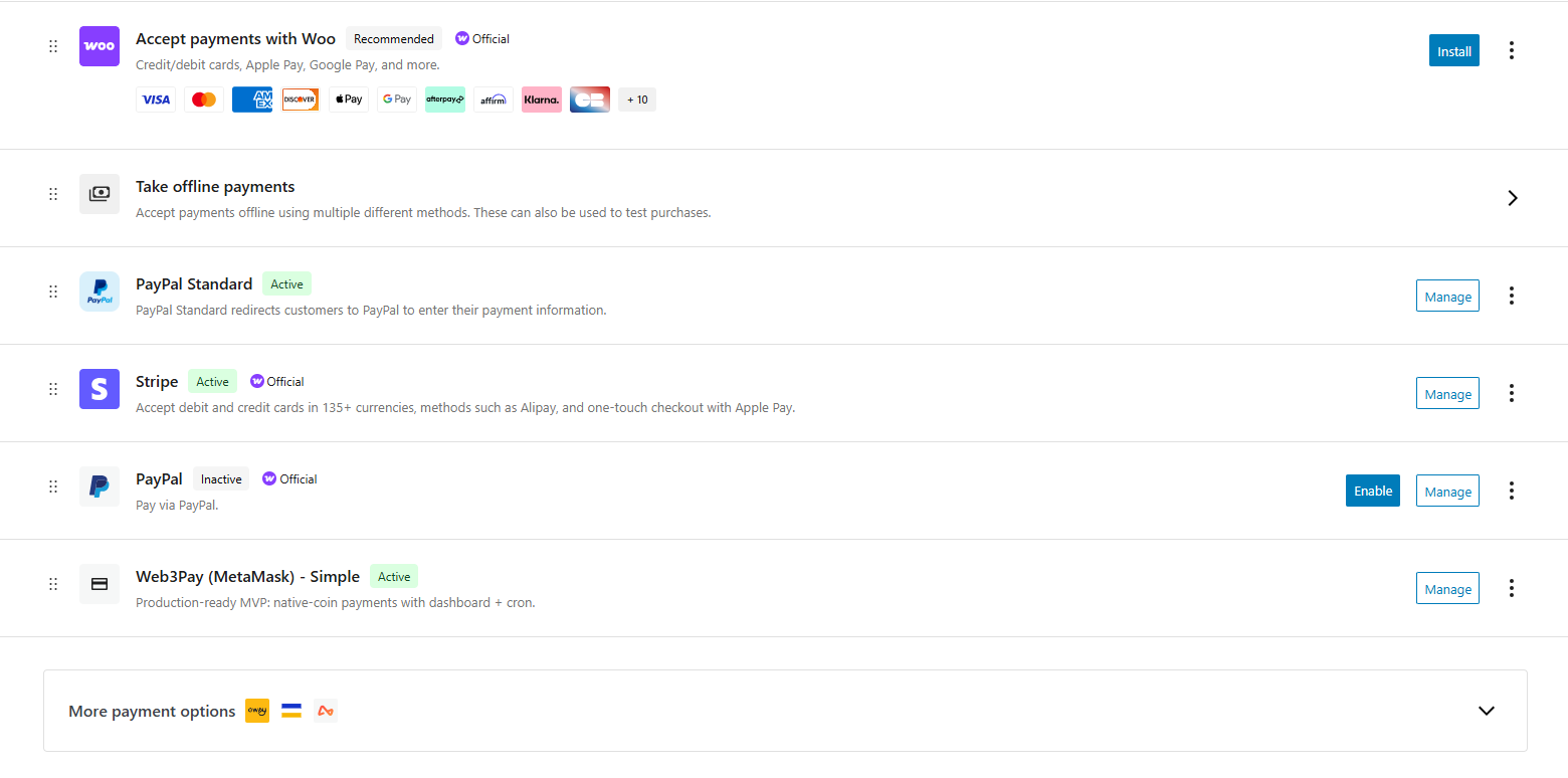 WooCommerce Settings