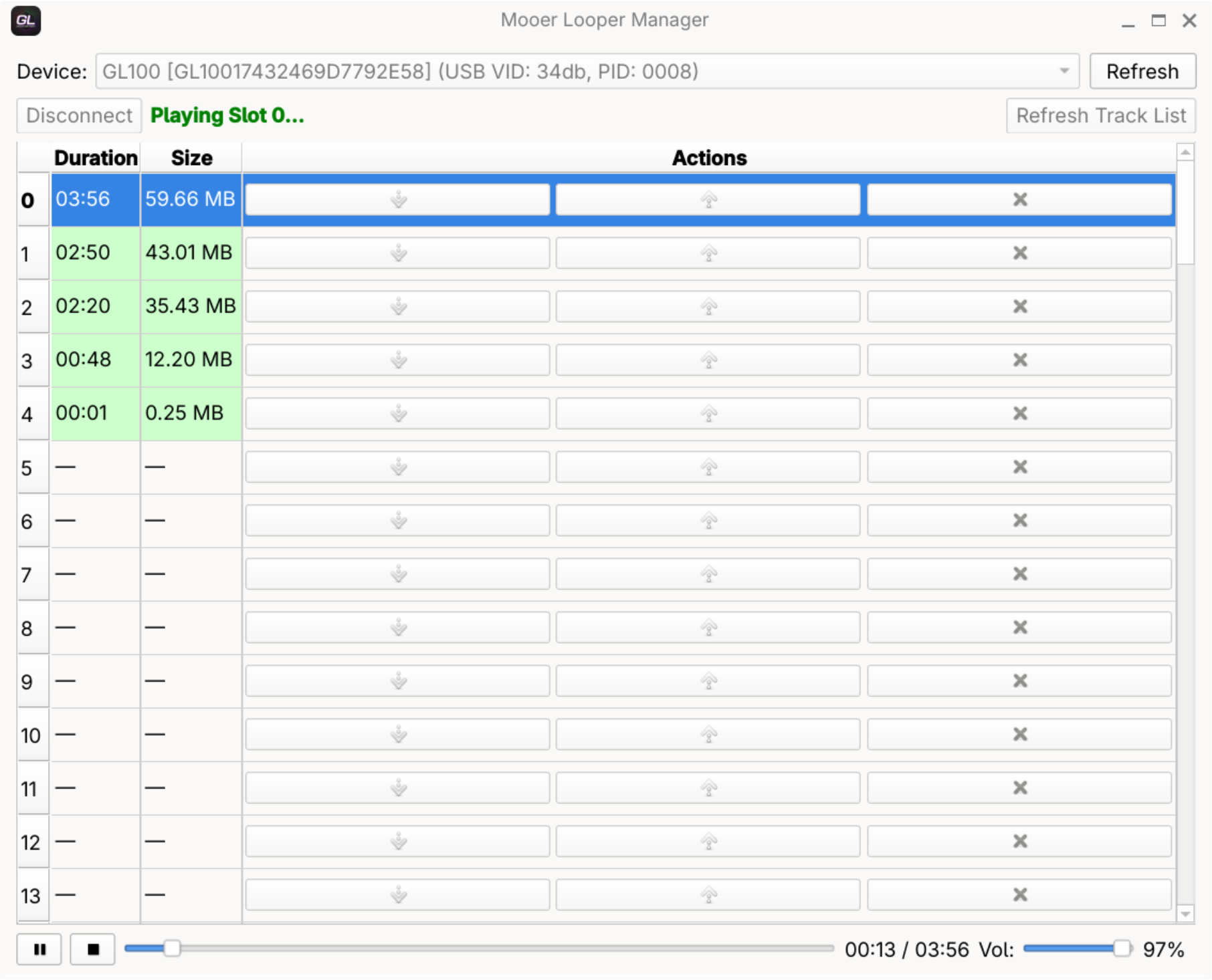 Screenshot of MooerLooperManager