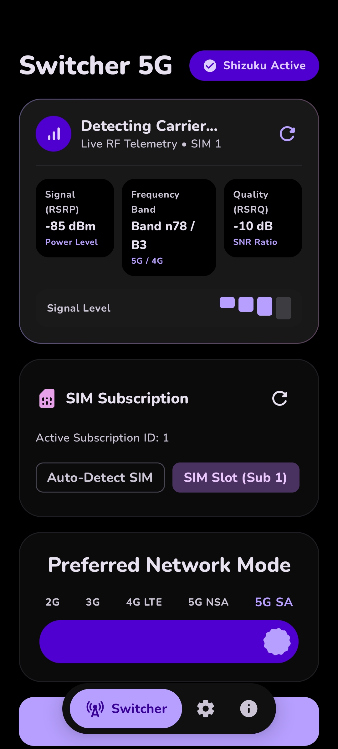 Dashboard & Mode Switcher