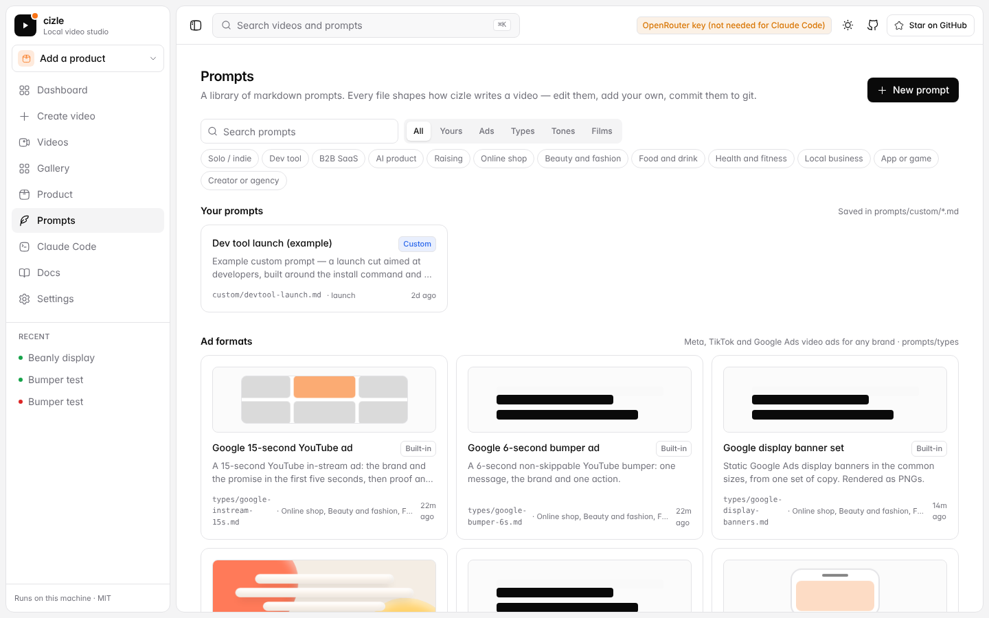 Prompt library