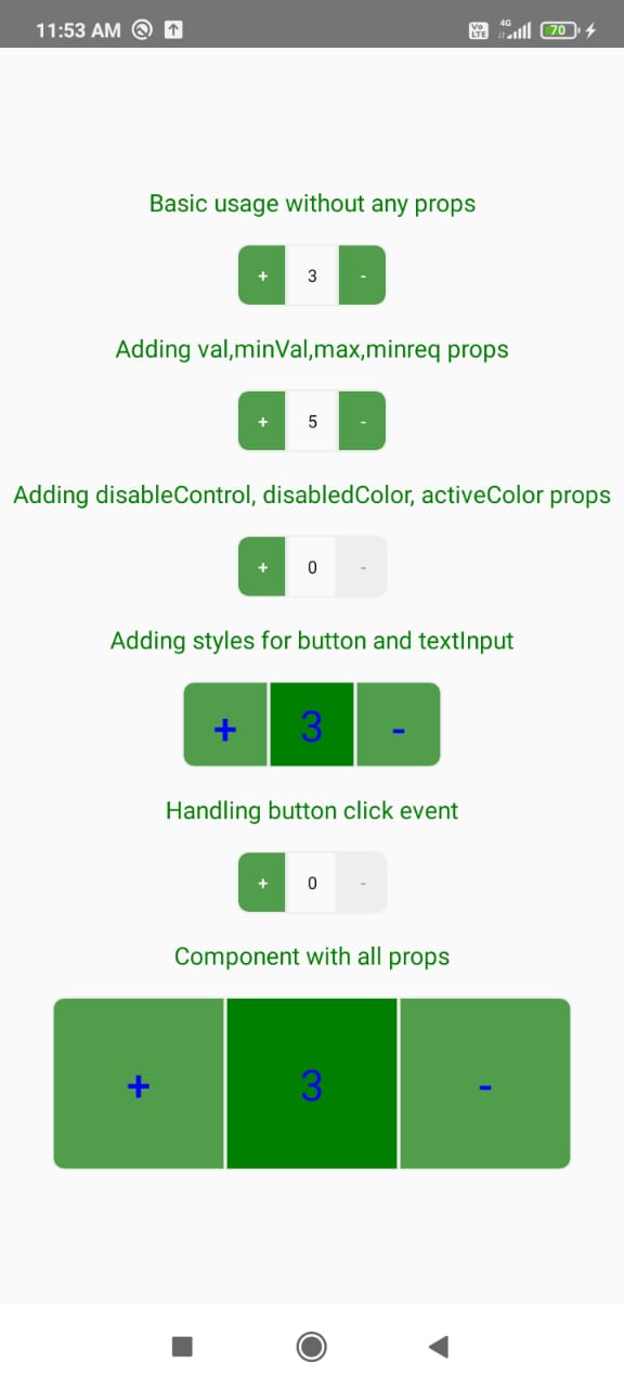 increment decrement counter in react native