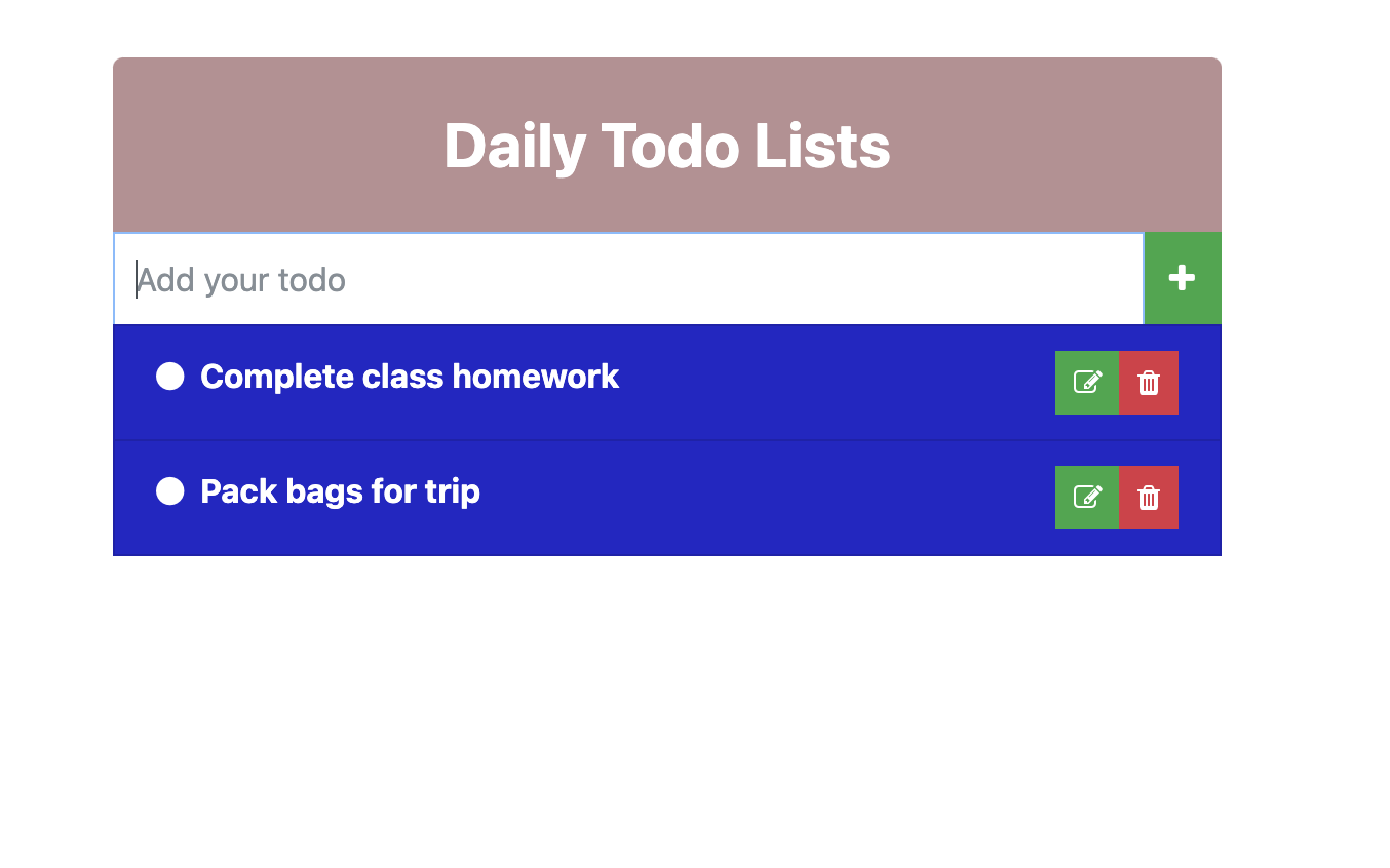 Todo list screenshot 