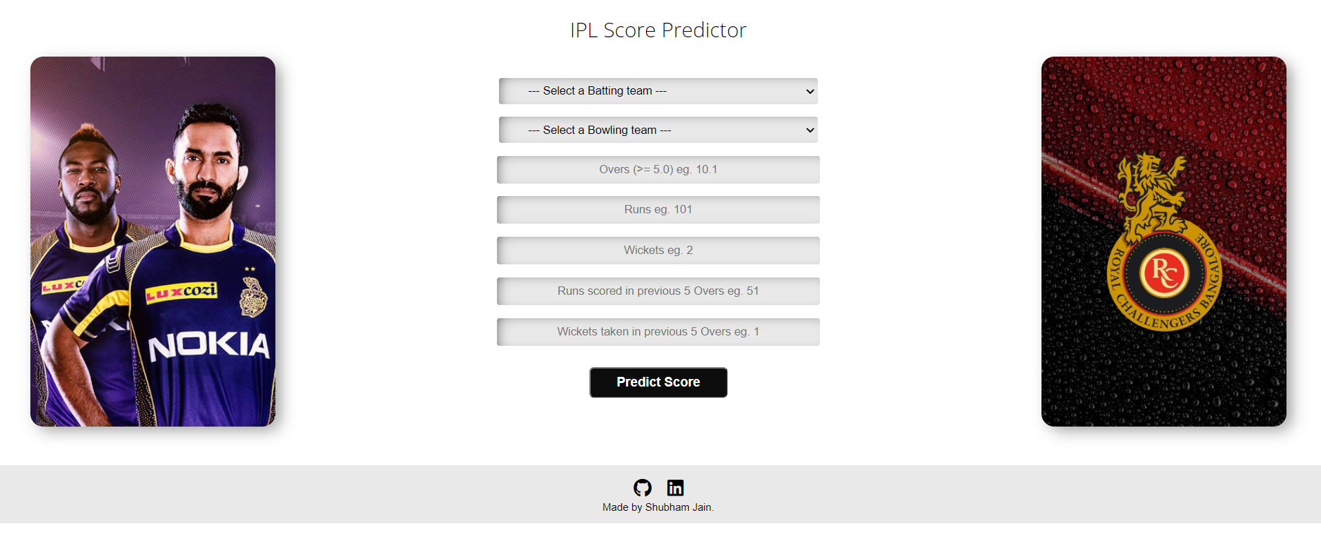 GitHub - shubhamjain02/IPL-Score-Predictor: Regression model that