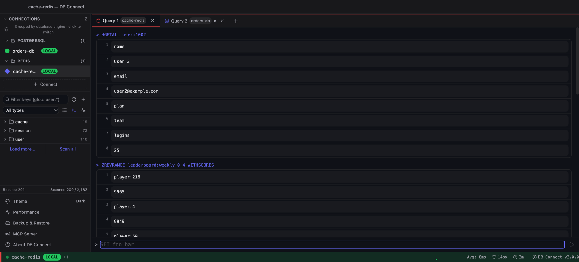 Redis console