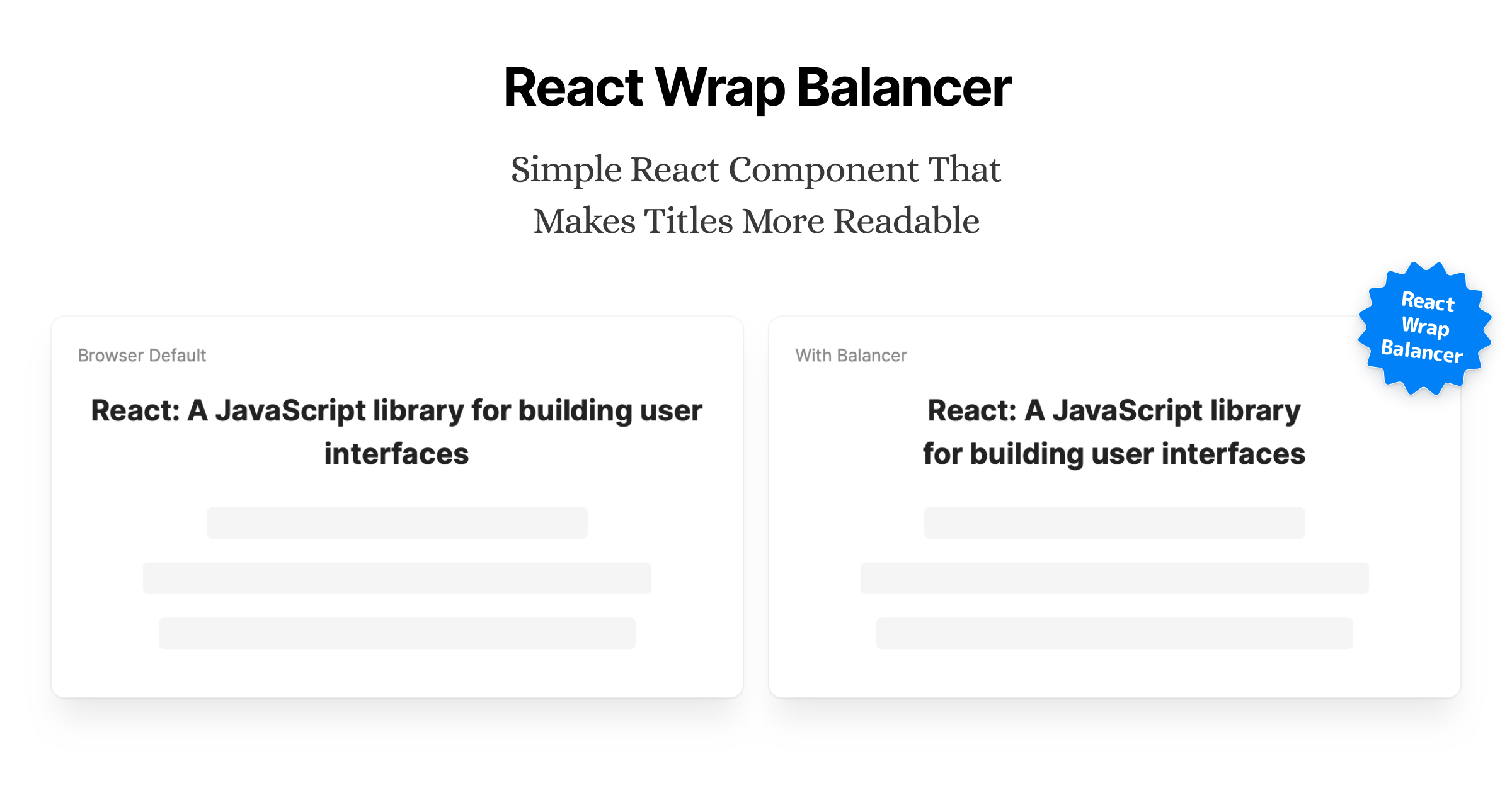 React Wrap Balancer - Simple React Component That Makes Titles More Readable