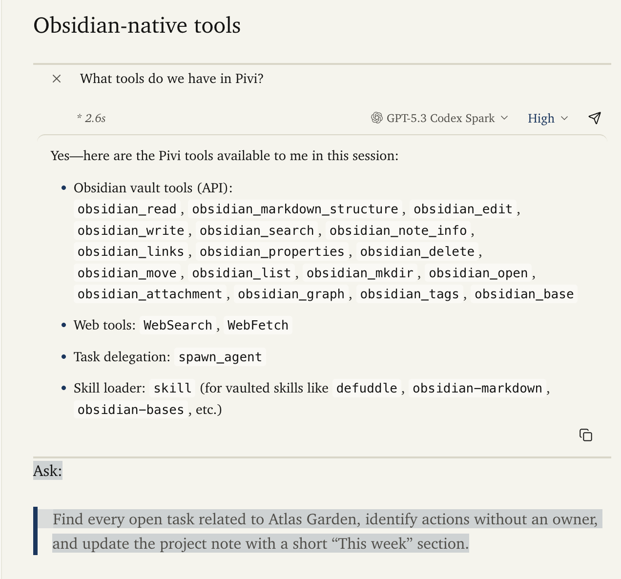 Pivi polish command on selected text in the editor toolbar