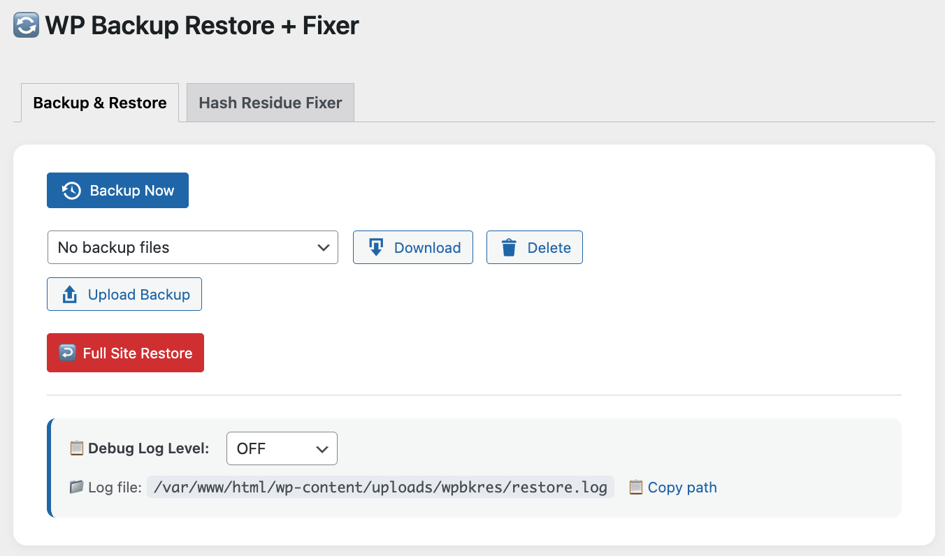 WP One-Click Backup & Restore