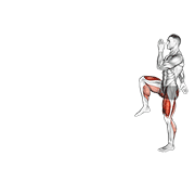 walking high knees lunge