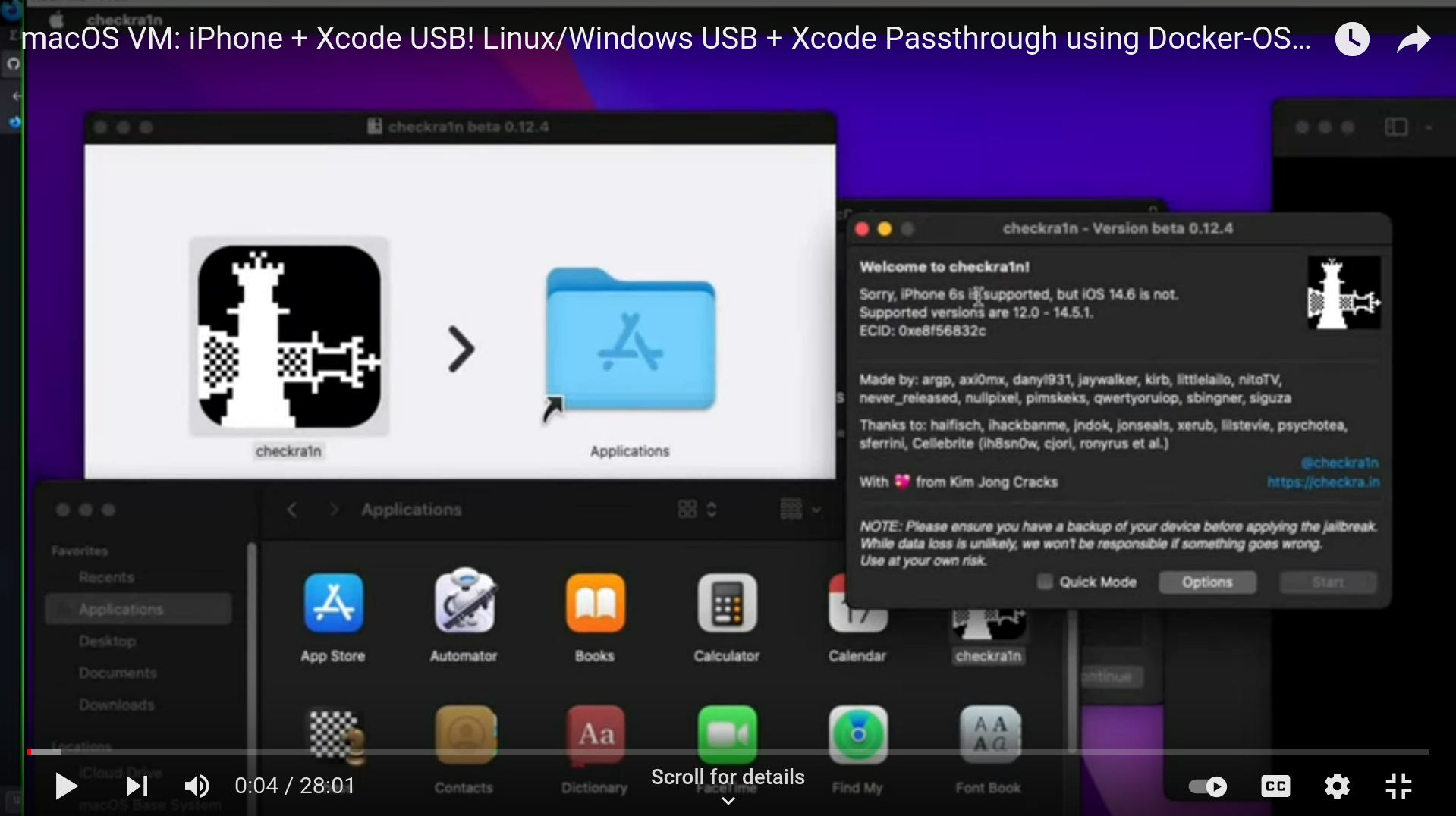 macOS 仮想マシン上の iPhone USB パススルー Linux & Windows