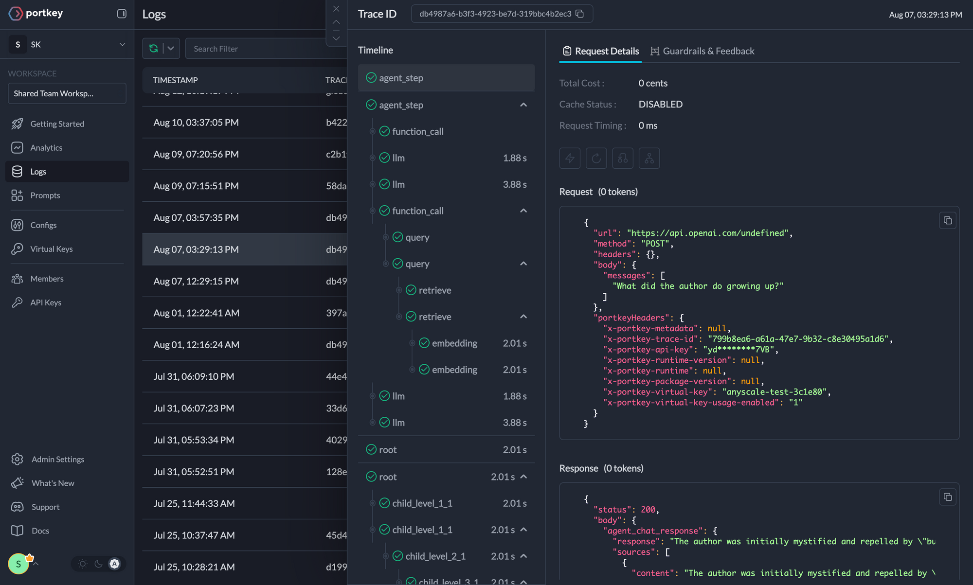 Portkey Logging Interface