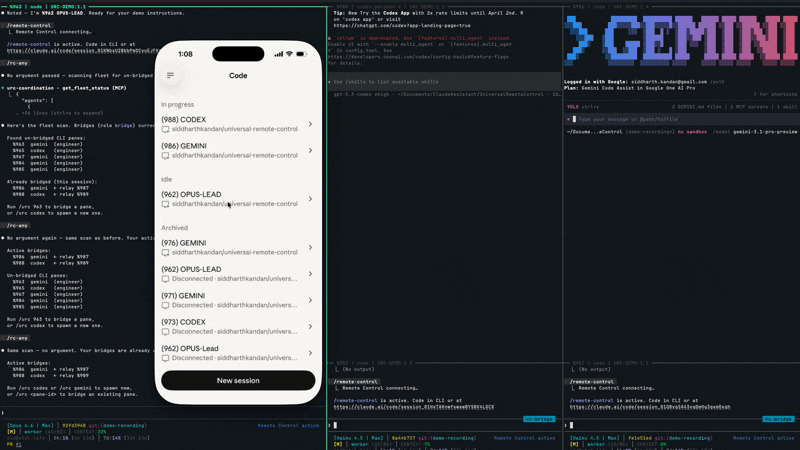 URC Demo — orchestrating Codex and Gemini from the Claude App