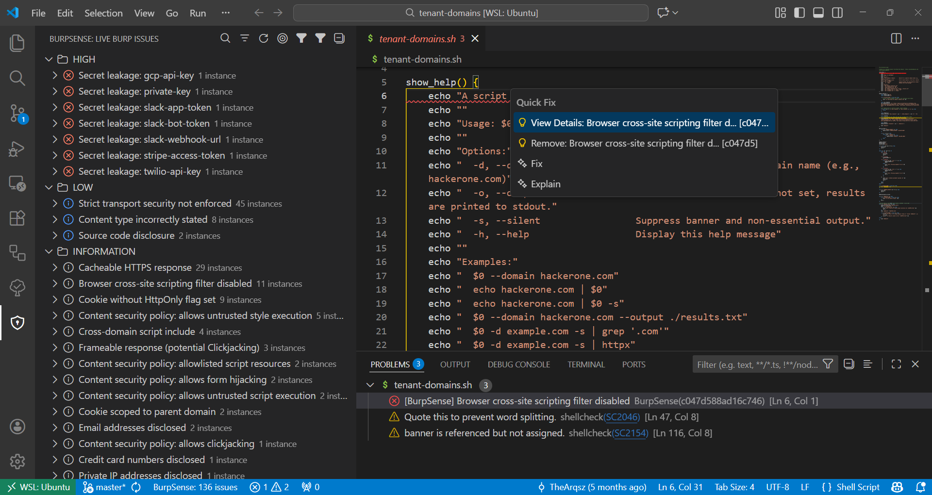 BurpSense Main View