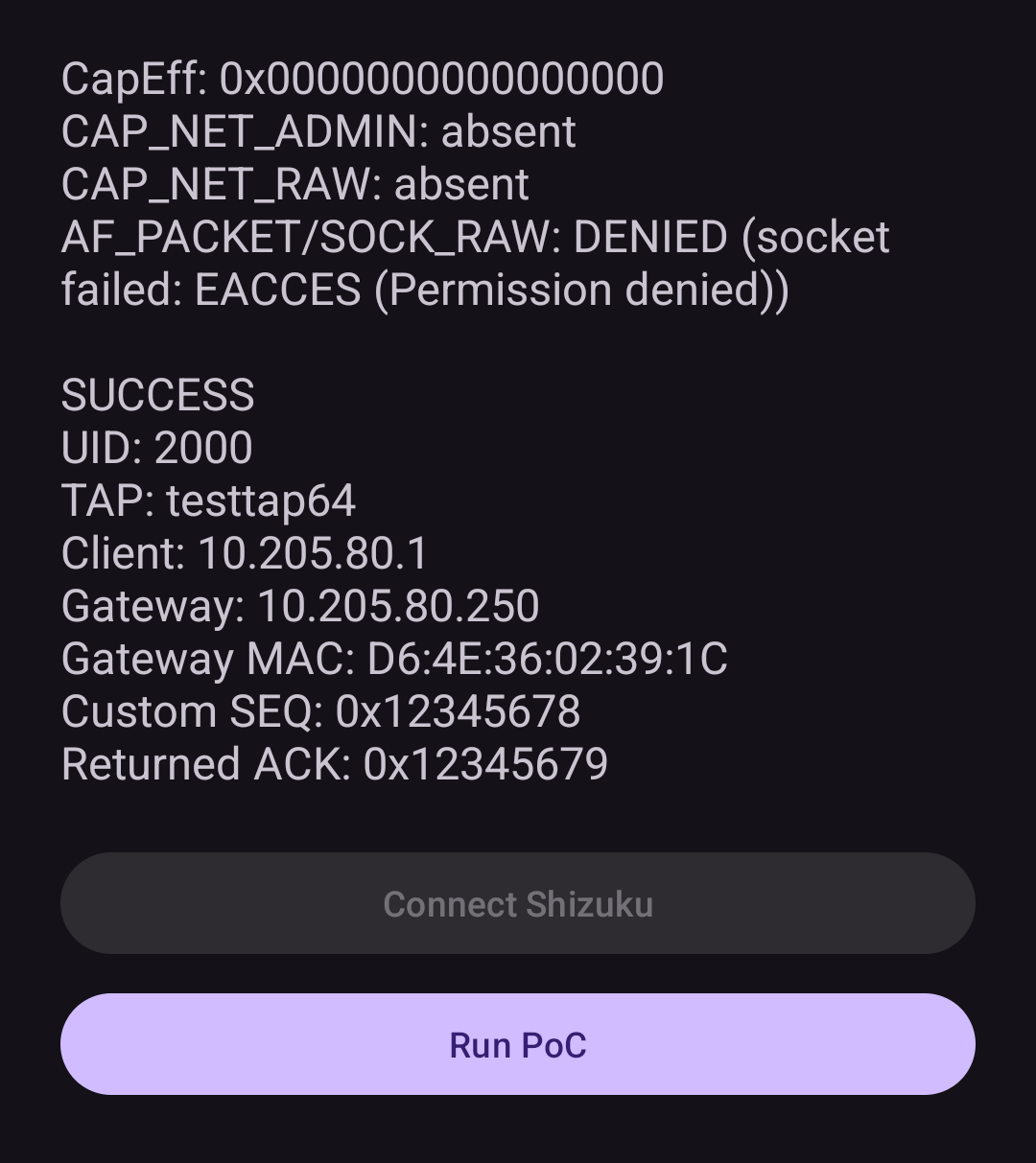Successful PoC run