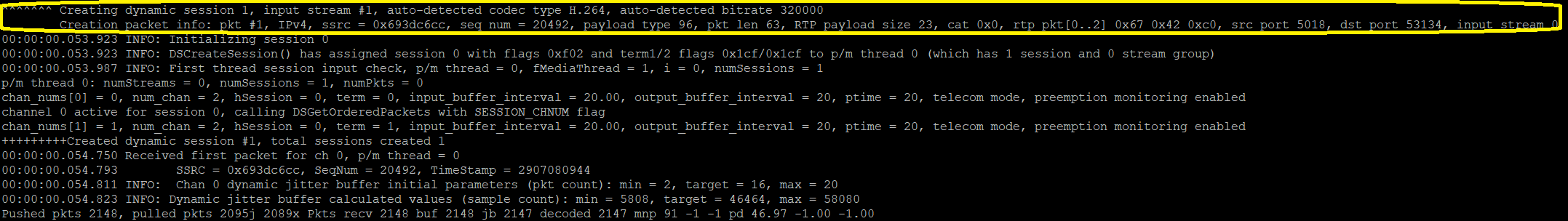 mediaMin video RTP extraction dynamic session creation and H.264 codec auto-detection