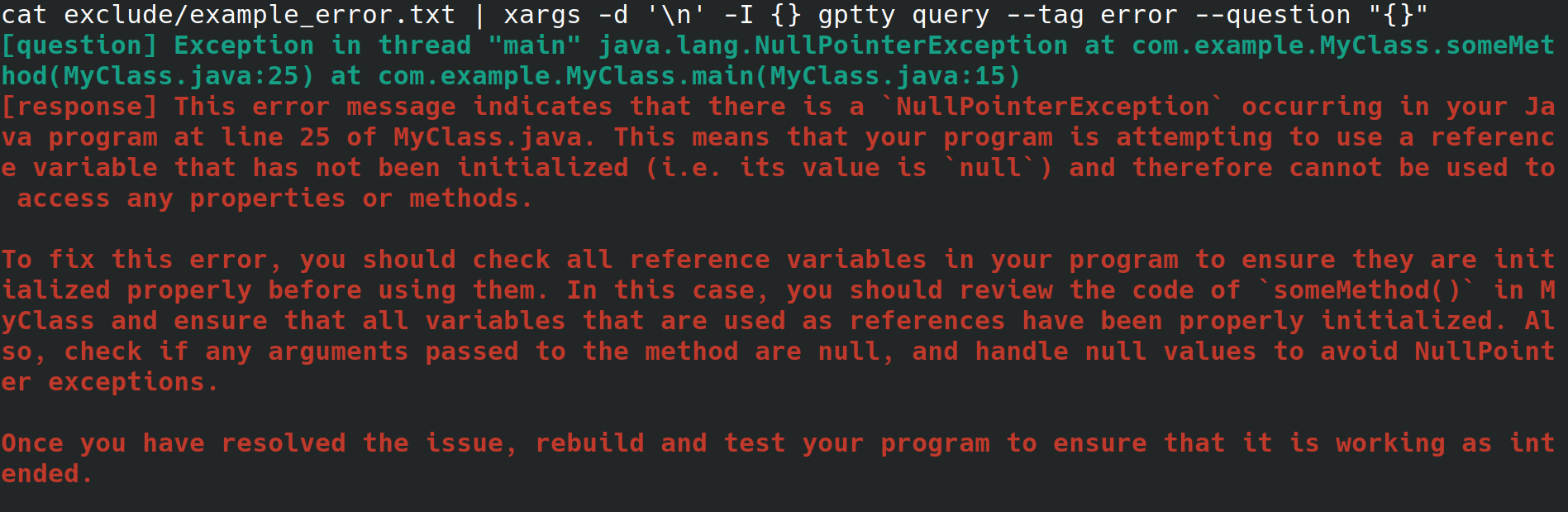 error troubleshooting example