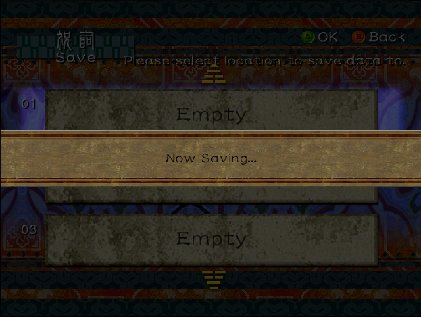 Save-creation screen