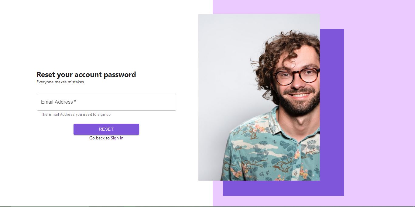 reset password page