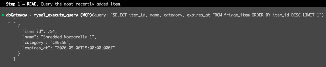 Step 1 — READ: query the most recently added item