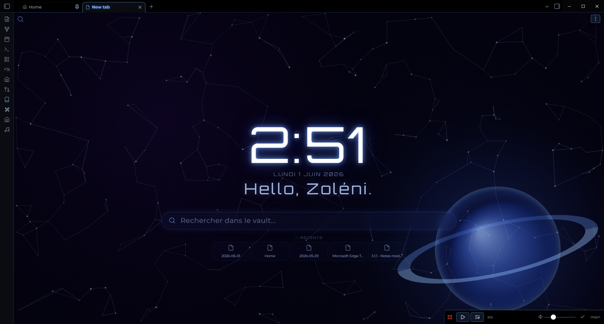 Supernovae Tab new tab screenshot