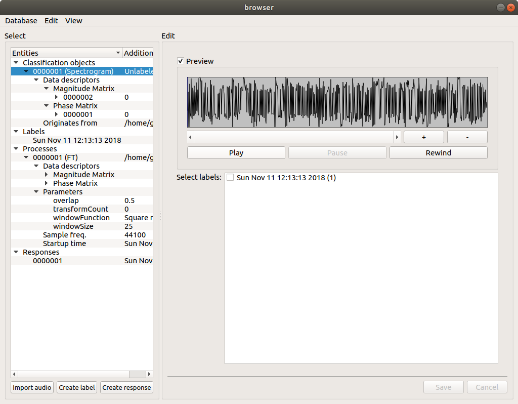 Image of `./browser` screen after `.wav` import