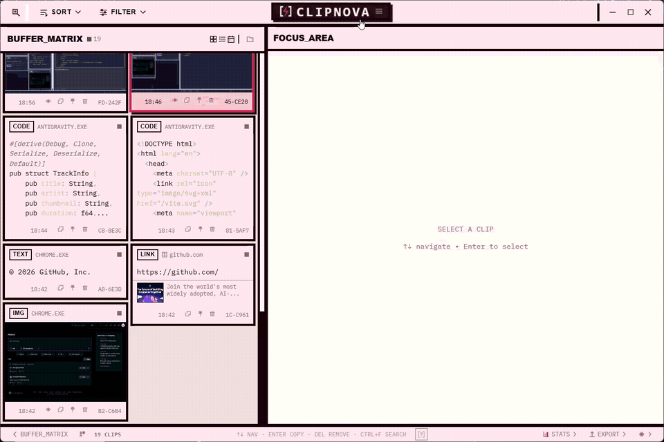 ClipNova demo: insert clips from Buffer Matrix directly into an open note