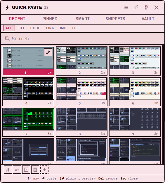 QuickPaste grid