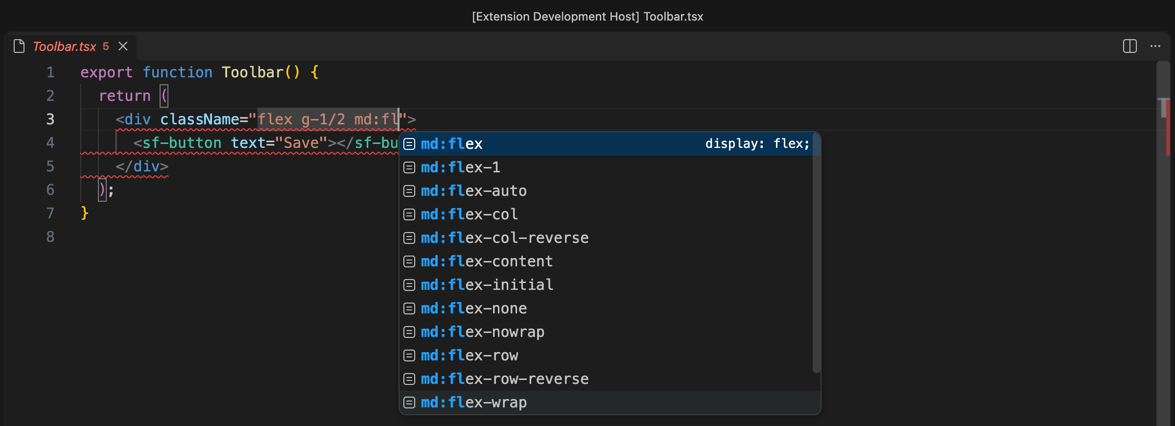 Utility classes in a JSX className