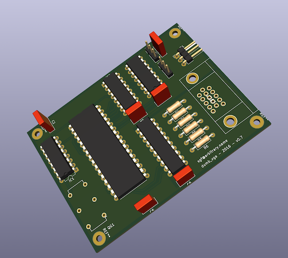 A 3D render of the PCB