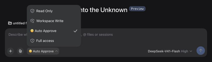 Auto Approve permission preset in the English UI
