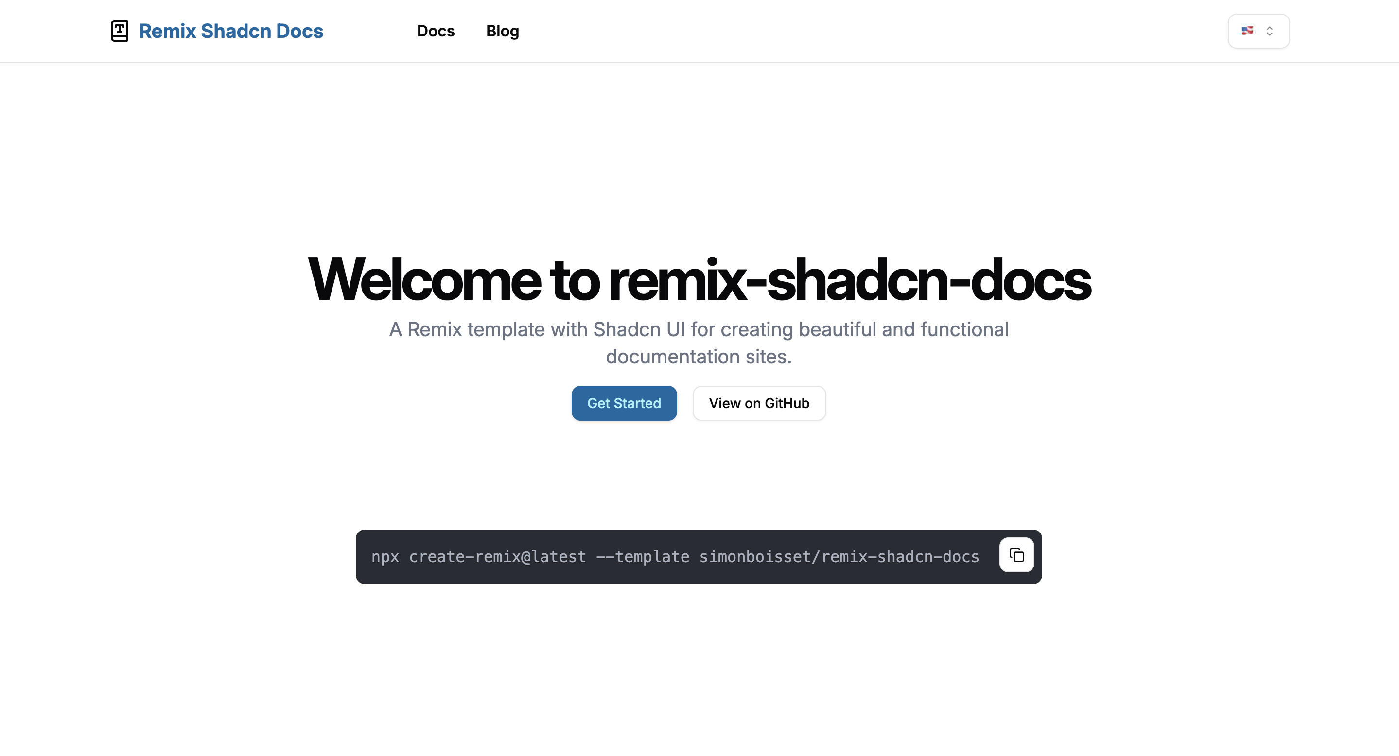 remix-shadcn-docs 网站模板截图