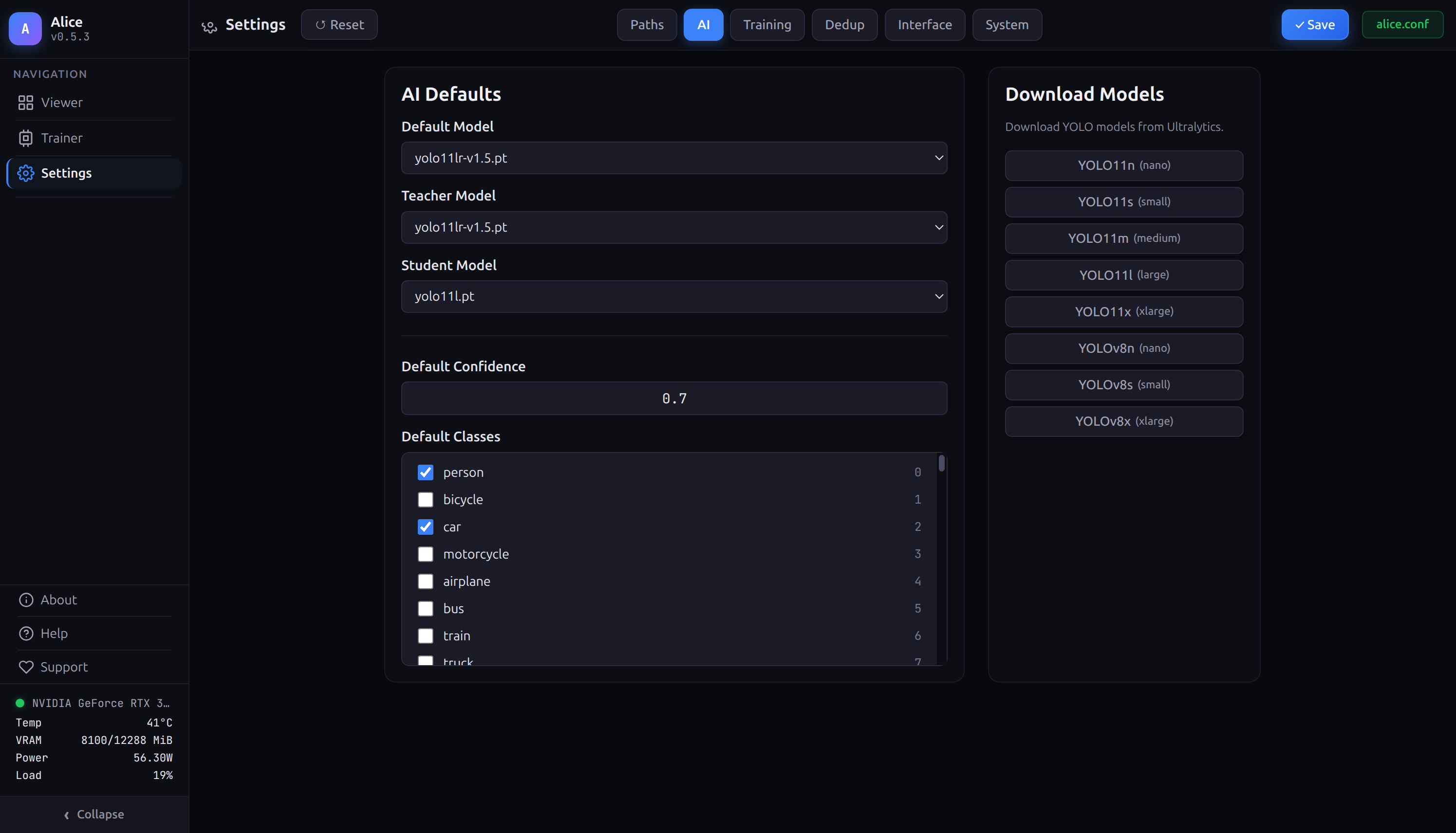 Settings — AI