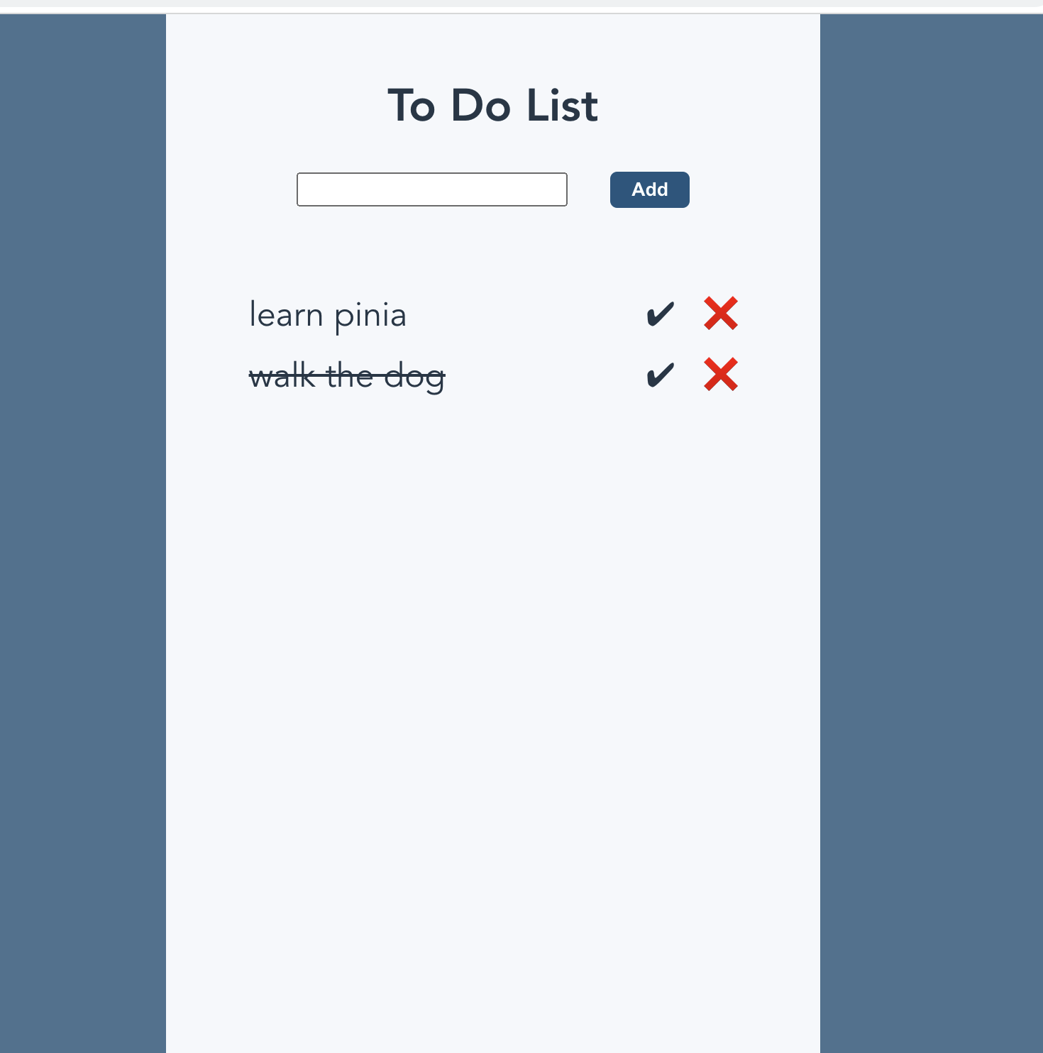 Screenshot of the to-do list app
